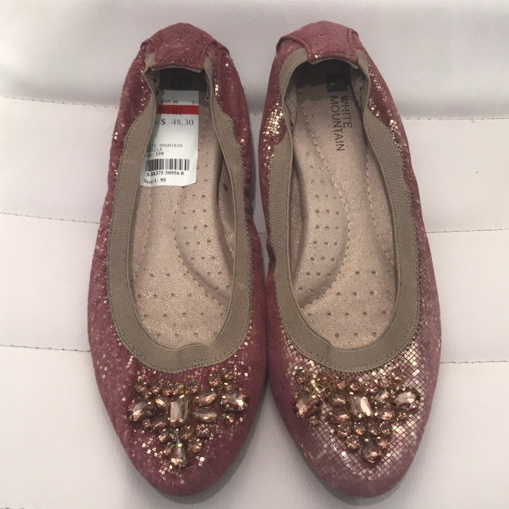 White Mountain Rhinestone Embellished Ballet Flat - Picture 1 of 9